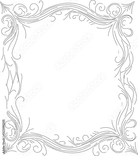 Elegant simple double-line frame with delicate swirls, perfect for invitations, certificates, and decorative designs. A minimalist yet stylish border that adds a touch of sophistication to any project