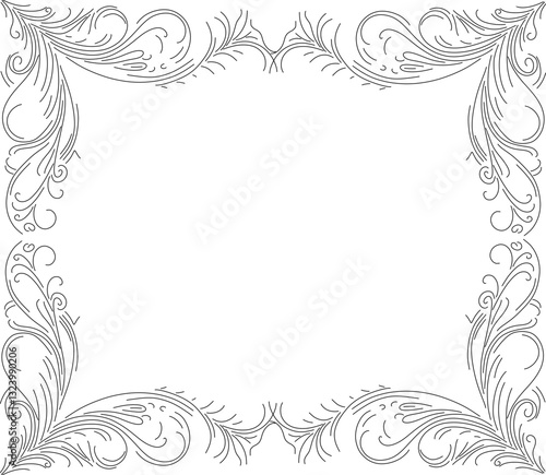 Elegant simple double-line frame with delicate swirls, perfect for invitations, certificates, and decorative designs. A minimalist yet stylish border that adds a touch of sophistication to any project