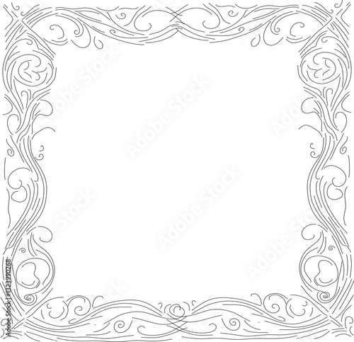Elegant simple double-line frame with delicate swirls, perfect for invitations, certificates, and decorative designs. A minimalist yet stylish border that adds a touch of sophistication to any project