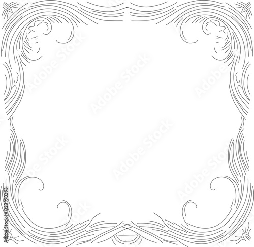 Elegant simple double-line frame with delicate swirls, perfect for invitations, certificates, and decorative designs. A minimalist yet stylish border that adds a touch of sophistication to any project