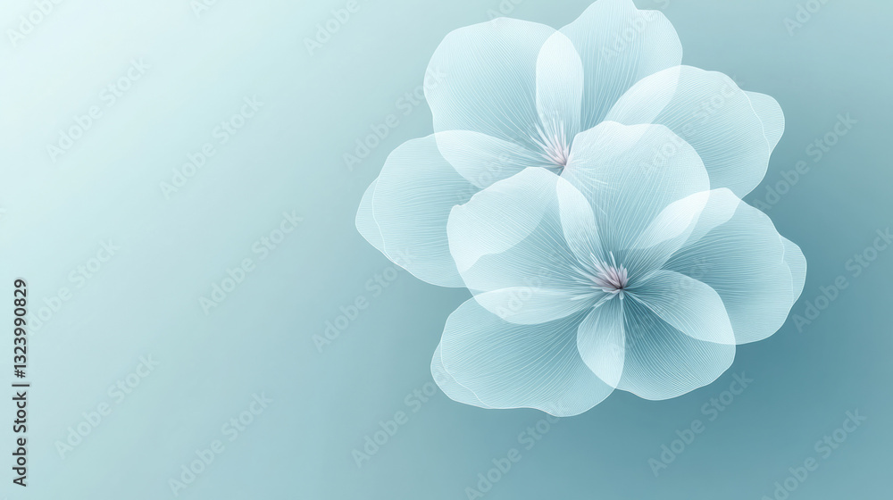 Fototapeta premium An elegant abstract digital scene capturing delicate white floral forms floating smoothly in