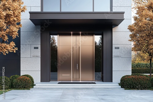 Minimalist and elegant exterior frames 2025 trendy door at luxurious entry.