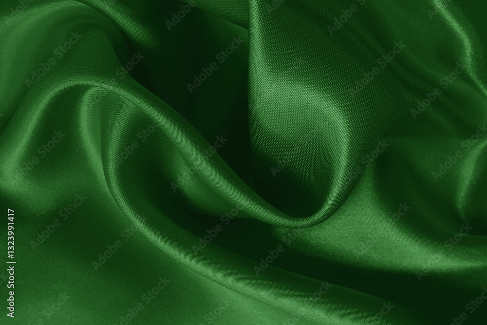 Fototapeta premium Dark green fabric cloth texture for background and design art work, beautiful crumpled pattern of silk or linen.