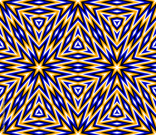 Bold, energetic starburst pattern with sharp angles and a striking color combination of blue, yellow, and black. Perfect for fashion, packaging, and posters.