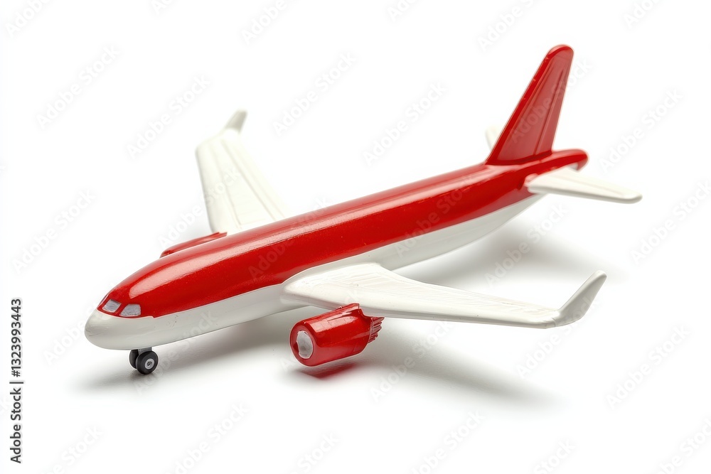 Bright red and white toy airplane on a clean surface ready for imaginative adventures in flight isolated on transparent background Bright red and white toy airplane on a clean surface ready for imaginative adventures in flight isolated on transparent background