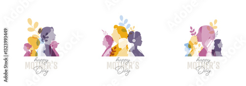 Happy Mother's Day set. Modern color design.