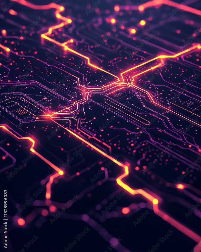 Fototapeta premium A high-definition abstract illustration showcasing intricate, neon-lit futuristic interface