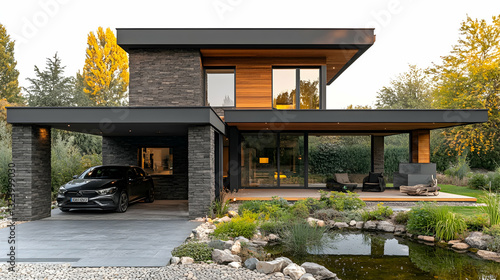 Modern House Exterior with Covered Parking