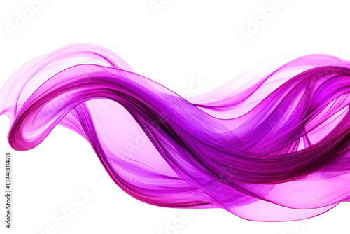 Radiant purple swirl of intense, glowing lines with a smooth, fluid motion effect isolated on white background