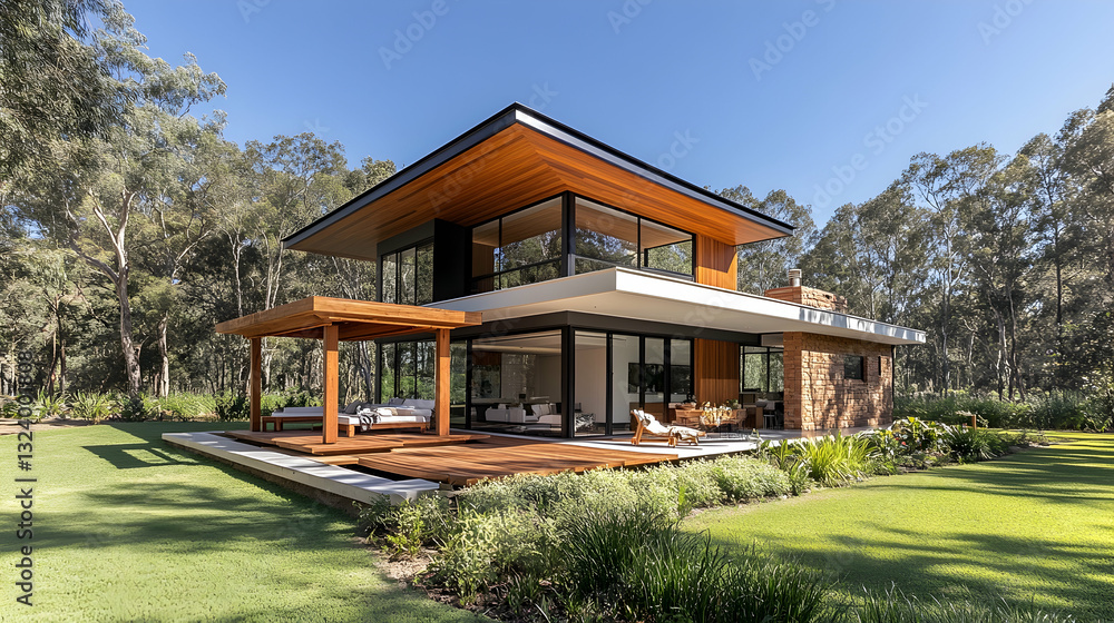 Modern house nestled in a wooded area (1) Modern house nestled in a wooded area (1)