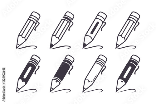 Pencil Icon Set Collection. Pencil Vector Clipart Illustration Isolated on a White Background