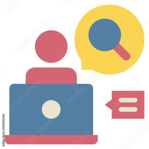 search finding online learning education flat style icon