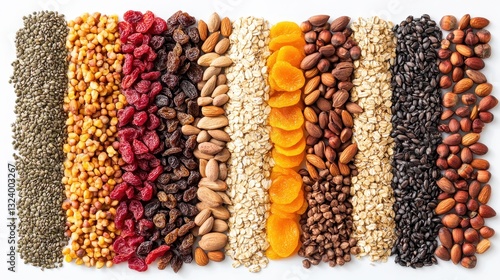 A vibrant tapestry of seeds, dried fruits, nuts, and oats, a testament to nature s bounty, lay isolated against a transparent background, ready to be incorporated into any culinary creation or