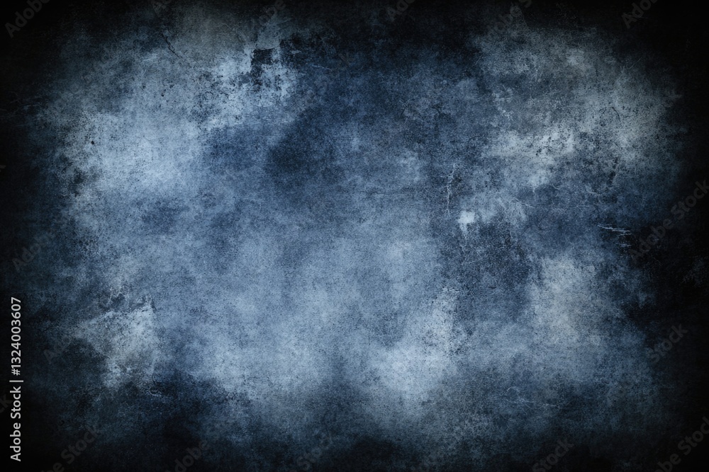 A rough and distressed wall with deep blue grunge textures and shadowy stains. A rough and distressed wall with deep blue grunge textures and shadowy stains.