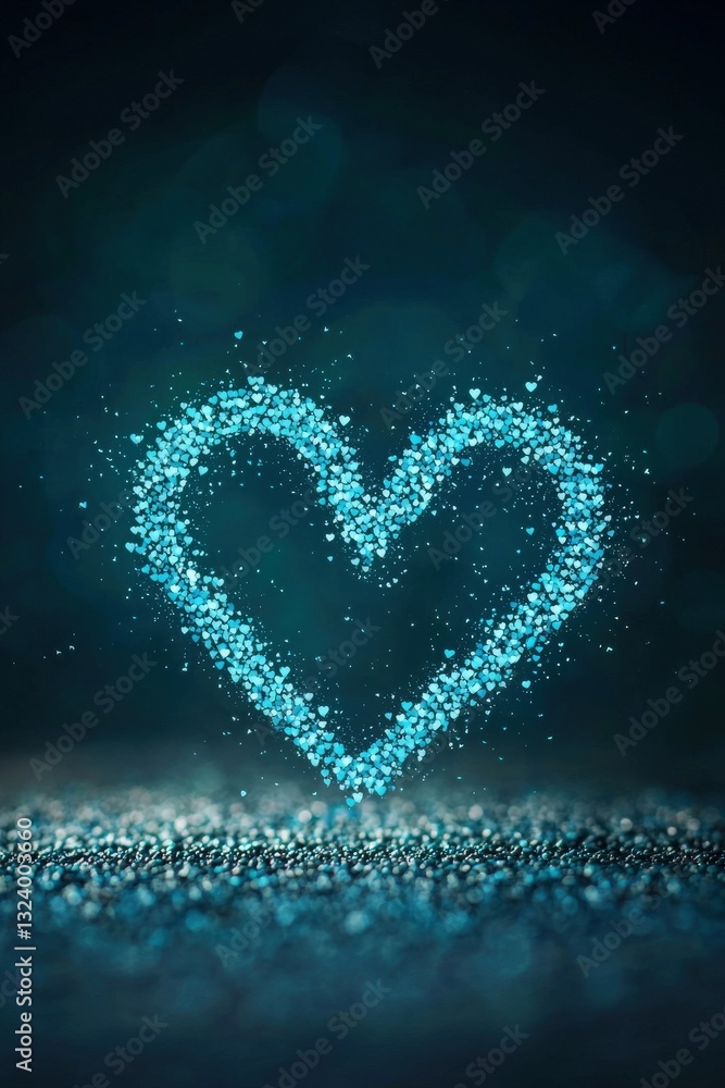 Fototapeta premium An infinity symbol made of tiny digital hearts glowing on a dark surface.