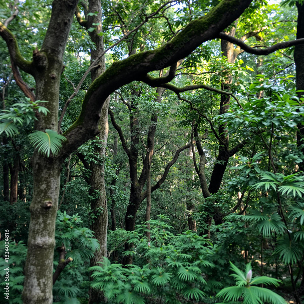 Fototapeta premium Dense Forest Afternoon Scene