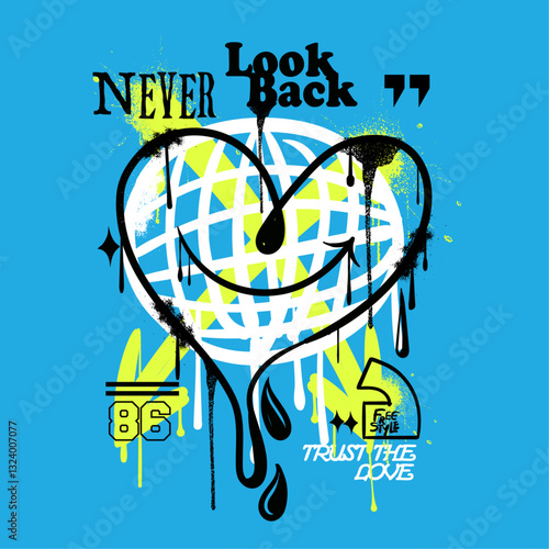 Love heart drip graffiti symbol. Spray painted graffiti heart sign in black over white color. graffiti lettering elements with grunge fonts. graffiti t-shirt prints. graffiti cartoon design vector.
