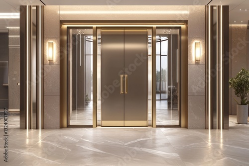Glass details enrich the 2025 color trend on a luxurious door.