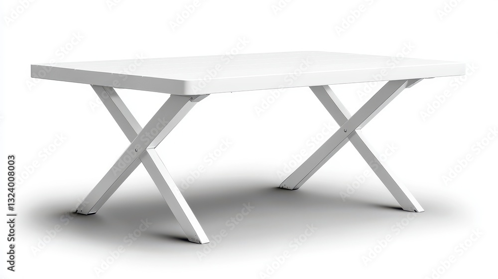 A sleek, white camping table, its legs extended and ready for adventure, stands alone on a transparent background, inviting viewers to imagine it nestled amidst the wilderness. A sleek, white camping table, its legs extended and ready for adventure, stands alone on a transparent background, inviting viewers to imagine it nestled amidst the wilderness.
