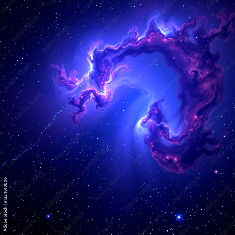 Fototapeta premium Ethereal Cosmic Cloud of Purple and Blue in Deep Space