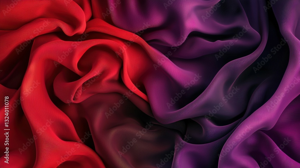 Elegant velvet fabric transitioning from red to purple textile design studio environment close-up view visual concept Elegant velvet fabric transitioning from red to purple textile design studio environment close-up view visual concept