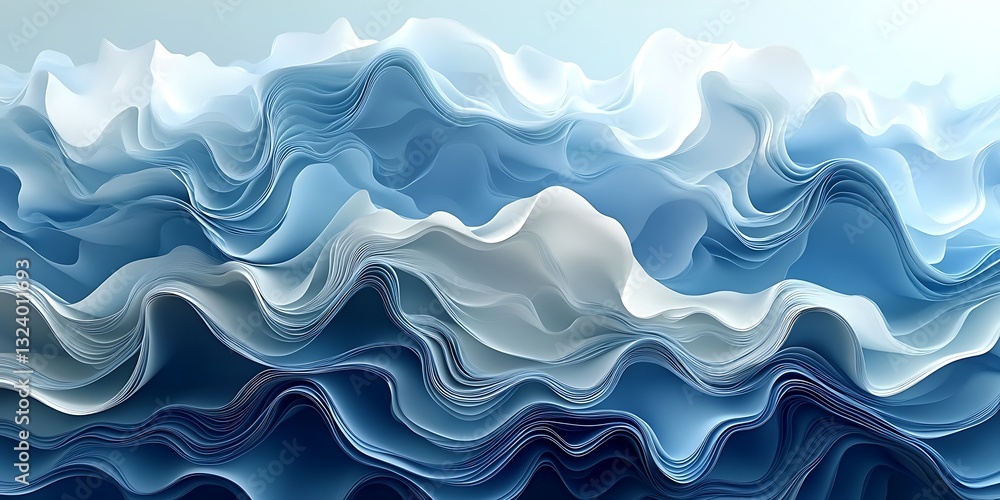 Fototapeta premium Abstract Blue Wave Landscape (1)