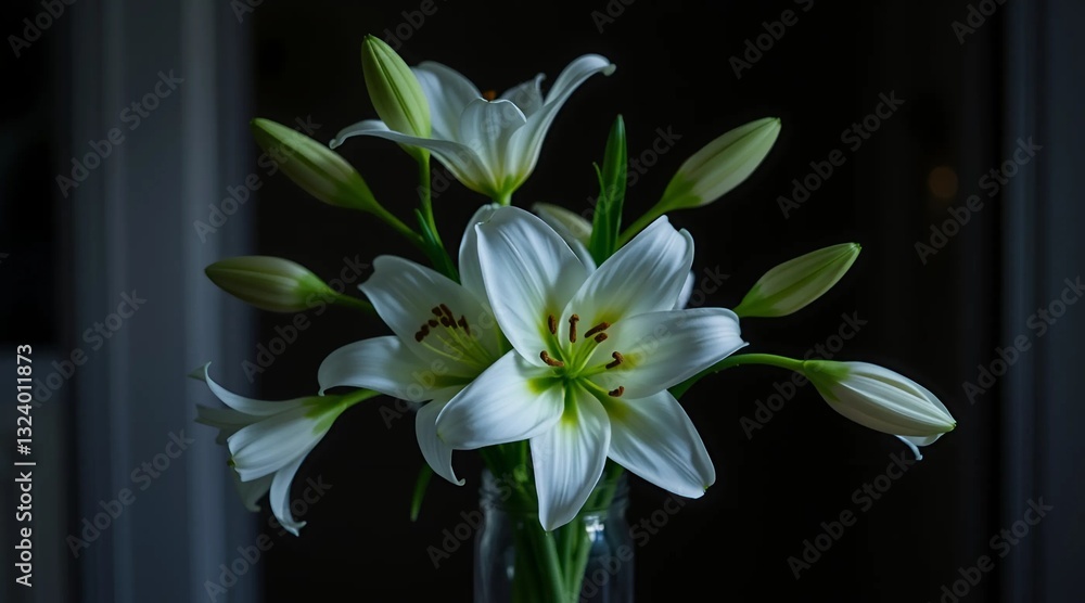 Fototapeta premium white lily on black