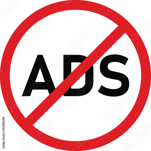 No ADS, Ad blocker icon. Promotion sign. Vector illustration