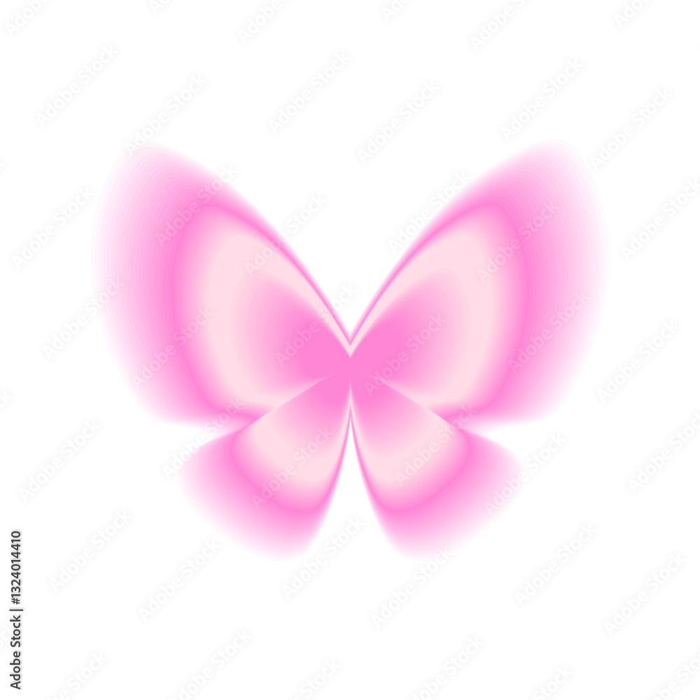 Fototapeta premium Brightly glowing neon butterfly. Pink butterfly in y2k style, nostalgia for 2000s. Vector isolated icon with blur effect