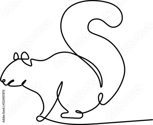 Squirrel continuous one line drawing. Editable stroke on a white isolated background. Vector illustration
