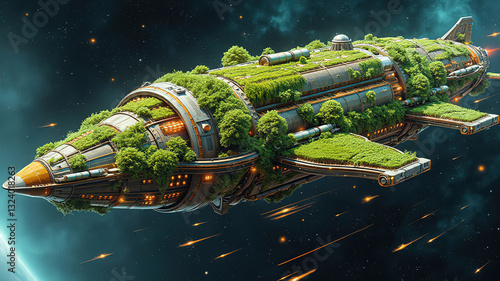 Green Eco Spaceship, Sustainable Future Travel