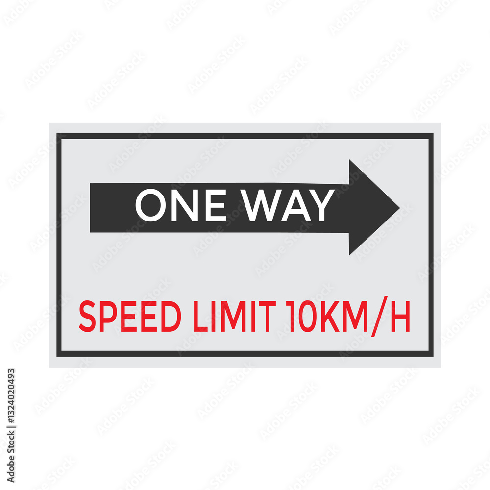One Way Speed Limit 10 kmh warning signage vector illustration One Way Speed Limit 10 kmh warning signage vector illustration