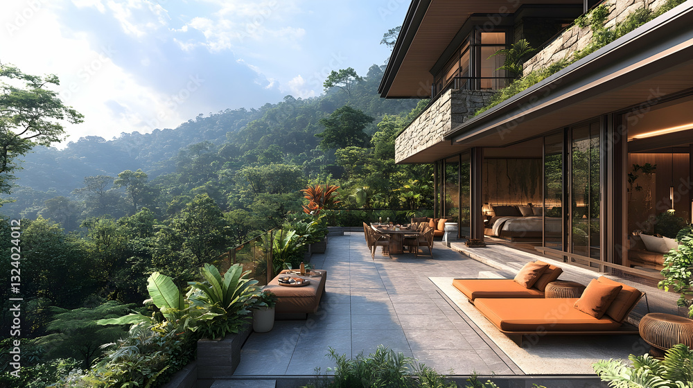 Obraz premium Modern luxury home with mountain views