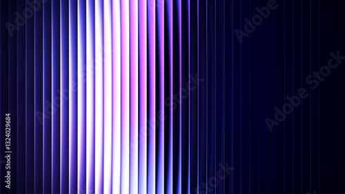Futuristic gradient pattern with glow of deep blue and neon violet creates mesmerizing play of light. Vertical glowing lines blending smooth and radiant colors perfect for creative tech design. Vector