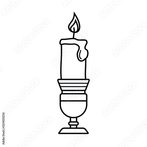 Vintage Candle in Holder Line Art Icon