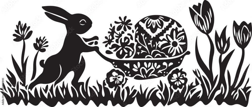 Fototapeta premium Easter Bunny Family Silhouette Bundle | Cute Spring Animal vector graphics 