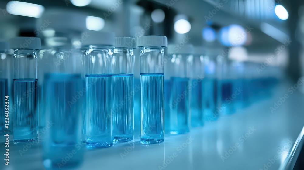 Precision and potential. These beakers, filled with a vibrant blue liquid, symbolize the meticulous preparation and boundless potential of scientific research. Precision and potential. These beakers, filled with a vibrant blue liquid, symbolize the meticulous preparation and boundless potential of scientific research.