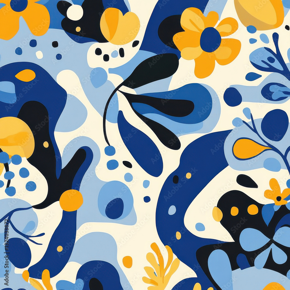 a pattern representing balance, nature, good health, simple, organic colours and shapes, blue a pattern representing balance, nature, good health, simple, organic colours and shapes, blue