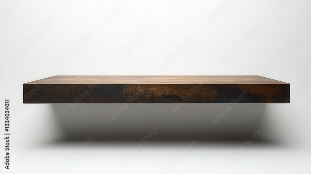 A sleek, modern floating shelf, crafted from gleaming metal or wood, levitates effortlessly against a stark white, transparent background, creating a minimalist and airy display. A sleek, modern floating shelf, crafted from gleaming metal or wood, levitates effortlessly against a stark white, transparent background, creating a minimalist and airy display.