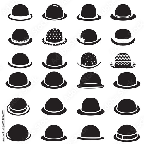 set vector various bowler hats