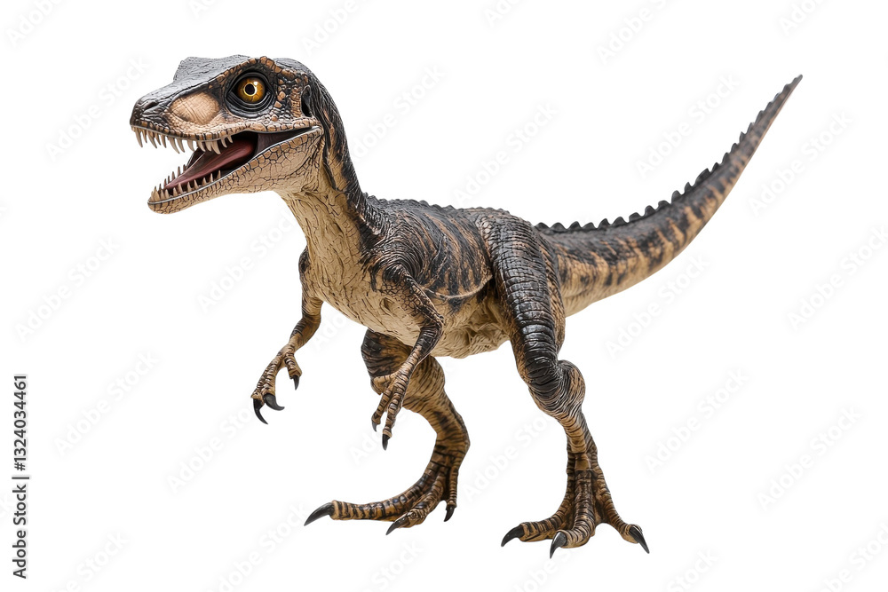 A realistic dinosaur model showcasing fierce details and dynamic pose in a bright studio setting isolated on transparent background A realistic dinosaur model showcasing fierce details and dynamic pose in a bright studio setting isolated on transparent background