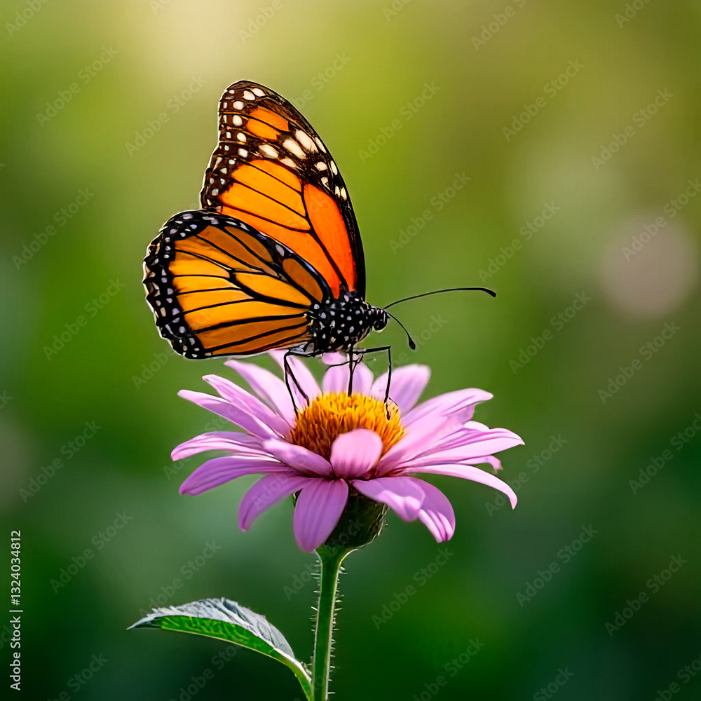 Fototapeta premium Beautiful image in nature of butterfly on flower.created with the help of artificial intelligence.