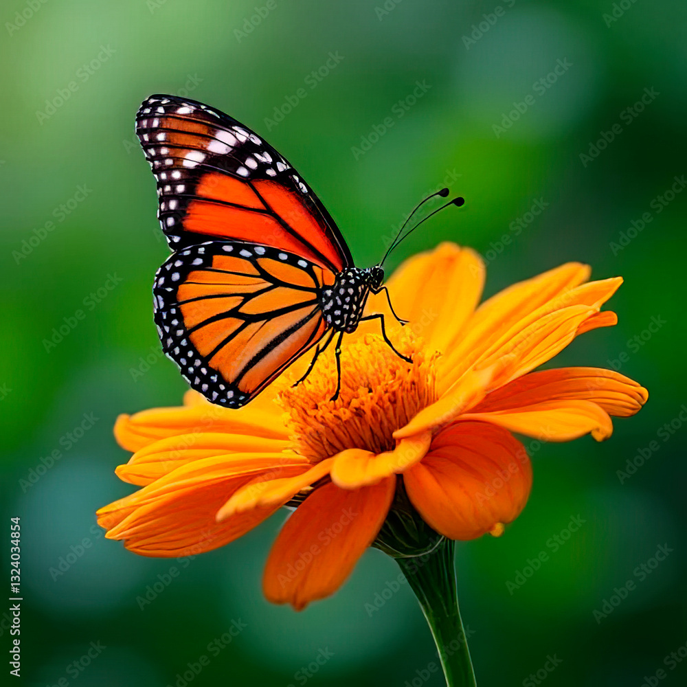 Beautiful image in nature of butterfly on flower.created with the help of artificial intelligence. Beautiful image in nature of butterfly on flower.created with the help of artificial intelligence.