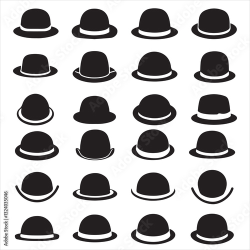 set vector various bowler hats
