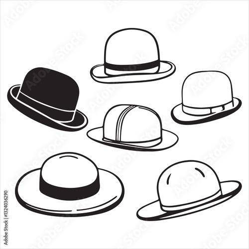 set vector various bowler hats