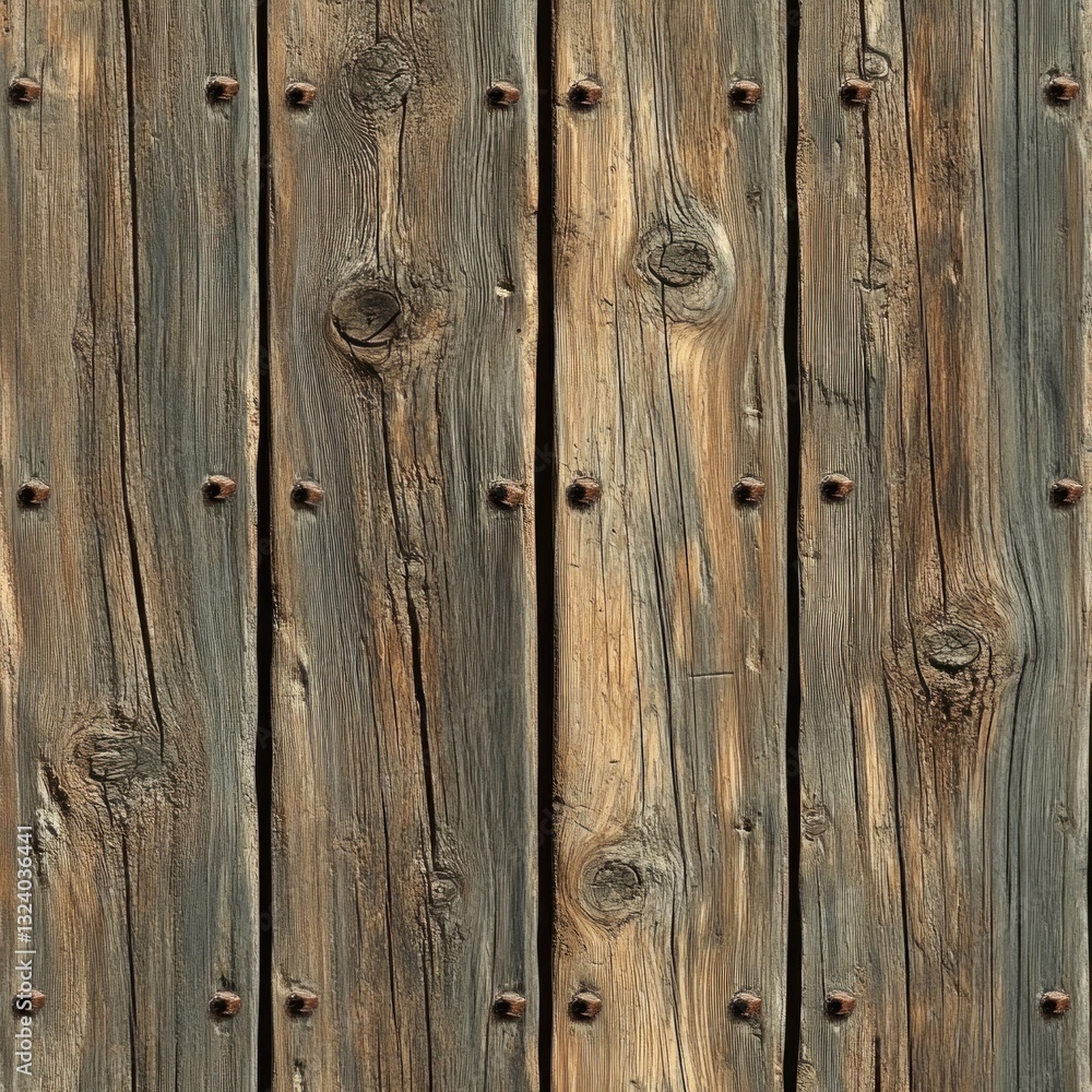 Fototapeta premium Weathered wooden planks with rusty nails.