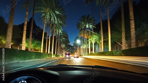 Driving through Palm Trees on Beverly Drive