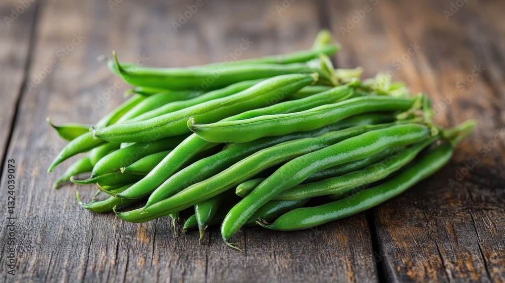 A vibrant bunch of fresh, green beans, plump and glistening, stands proudly against a pristine, transparent backdrop, showcasing their natural beauty and inviting viewers to imagine them nestled A vibrant bunch of fresh, green beans, plump and glistening, stands proudly against a pristine, transparent backdrop, showcasing their natural beauty and inviting viewers to imagine them nestled