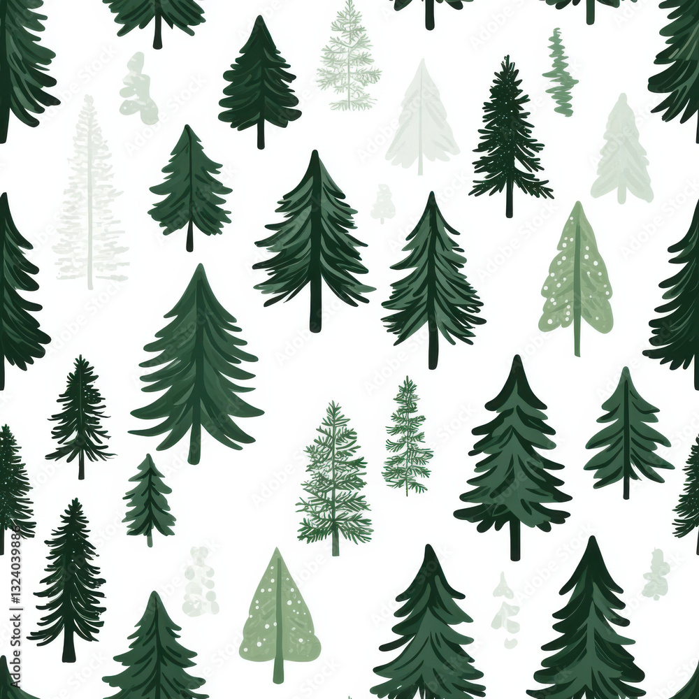 flat white background, different shades of green christmas trees, flat white background, different shades of green christmas trees,