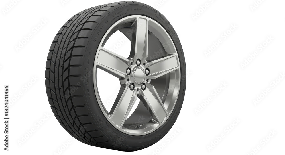 Isolated Sport Car Wheel with Aluminum Rim Isolated Sport Car Wheel with Aluminum Rim